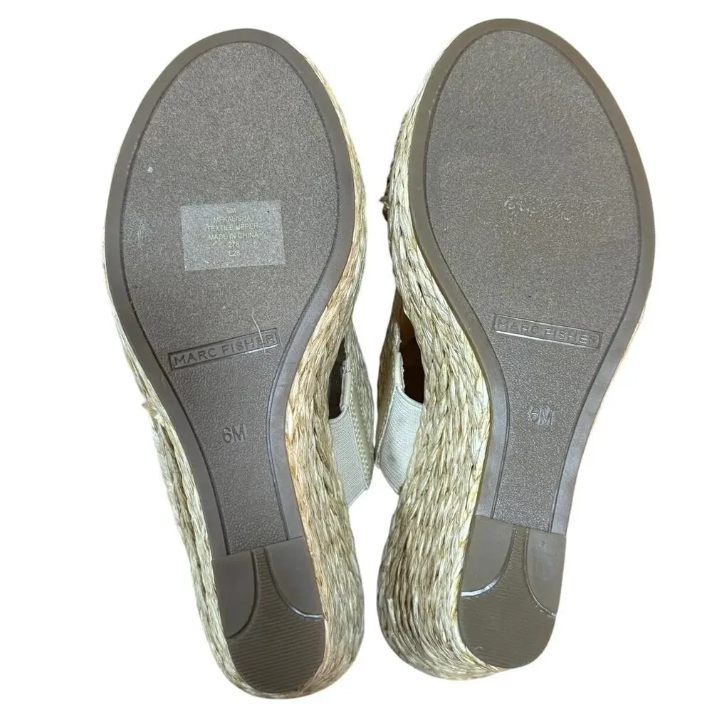 Marc Fisher Kalisha Espadrille Wedge Sandal Raffia Straw 6